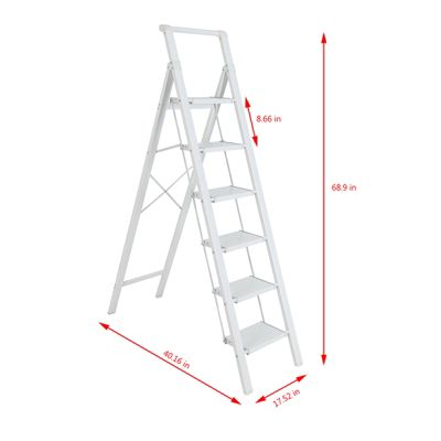6 Step Stool Folding Step Stool with Handrails, Sturdy Step Stool for Adult, Gorilla Ladders 500LBS Capacity Sturdy& Portable Ladder for Home Kitchen Library Office