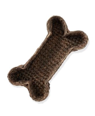 Dog Bone Shaped Storage Basket - Natural, Large Water Hyacinth Pet Toy Bin Organizer