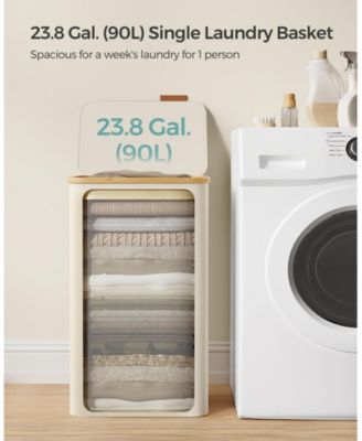 Large 23.8-Gallon Laundry Basket with Collapsible Design, Ink Black