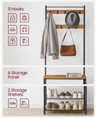 Entryway Industrial Style Coat Rack with Shoe Storage