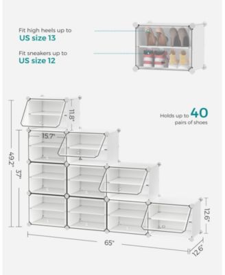 40 Pair Plastic Shoe Storage Cabinet for Bedroom and Entryway, White