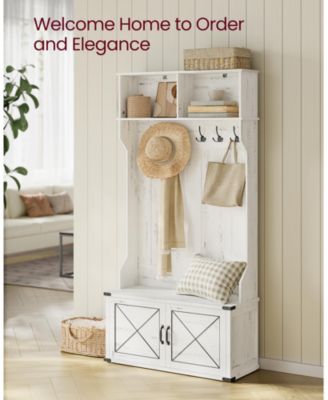 Farmhouse Style Hall Tree with Bench and Shoe Storage