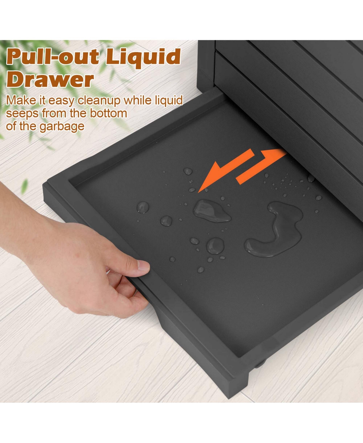 1 Pcs 31 Gallon Outdoor Trash Can Waste Bin with Dual Lid & Pull-out Drawer Backyard