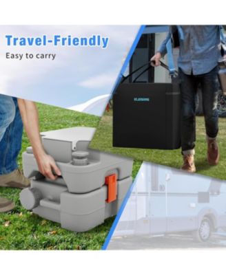 Portable Toilet 5.8 Gallon,RV Toilet with Carry Bag,Camping Toilet With Anti-Leak Handle Water Pump, for RV Travel, Boat and Trips