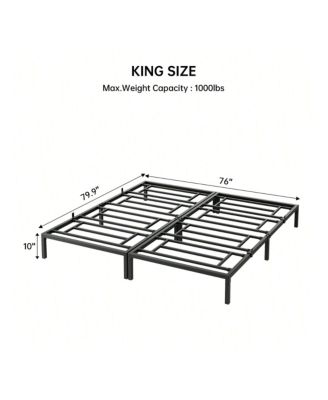 10 Inch Bed Frame, No Box Spring Needed, Heavy Duty Metal Platform Bed Frame For Bedroom, Easy Assembly, Noise Free