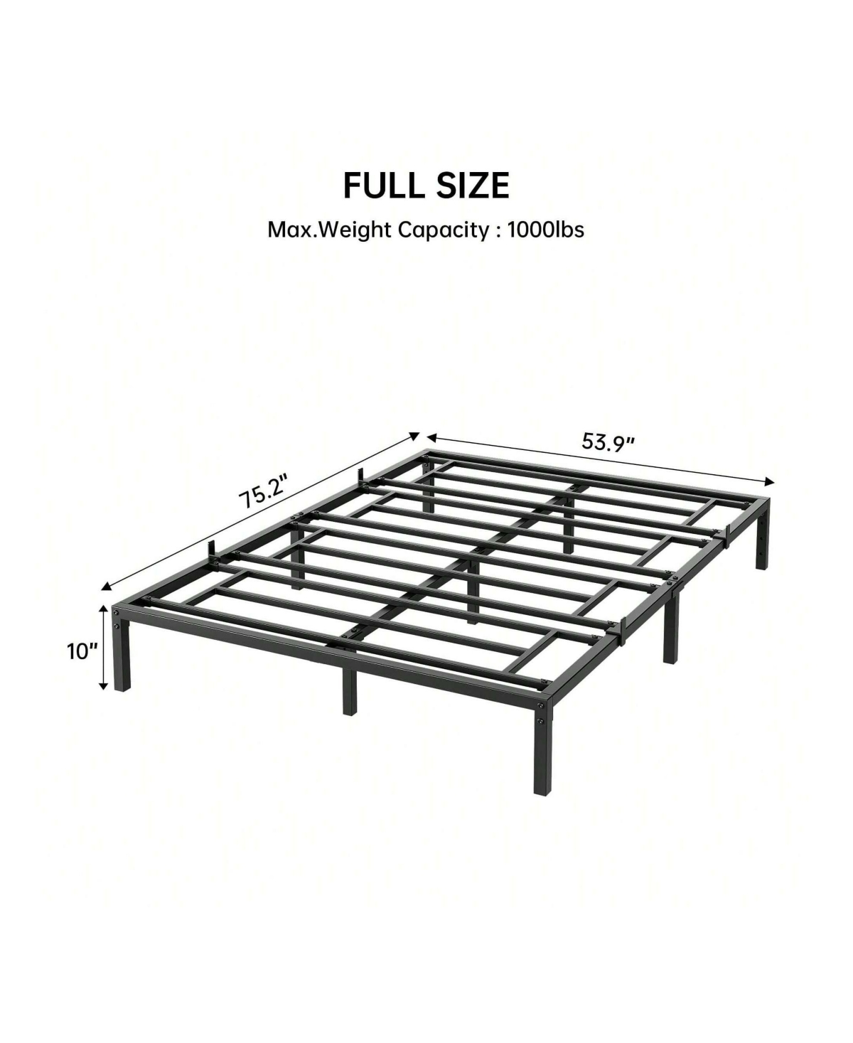 gaomon 10 Inch Bed Frame, No Box Spring Needed, Heavy Duty Metal Platform Bed Frame For Bedroom, Easy Assembly, Noise Free