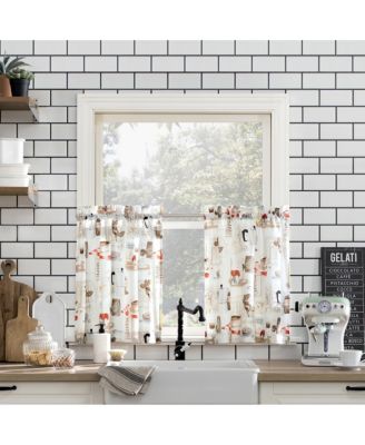 Brew Coffee Shop Semi-Sheer Rod Pocket Kitchen Curtain Valance and Tiers Set