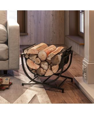 17&amp;#x22; Folding Firewood Rack with Carrier, Wood Storage Holder