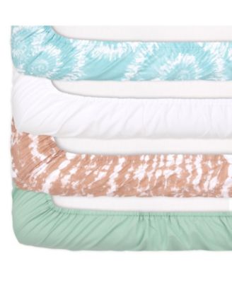 Fitted Crib Sheet Set, Boho Tie Dye, 4 Pack