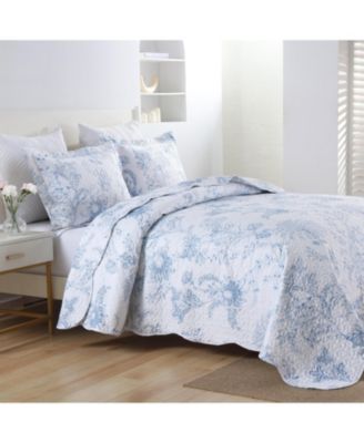 Printed Floral Quilt Set Cozy Bedspread Set - King