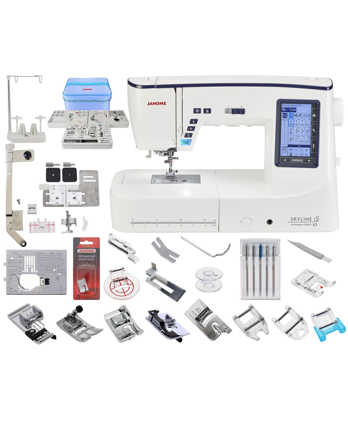 Skyline S7 10th Anniversary Edition Sewing Machine w/Exclusive Bundle - White