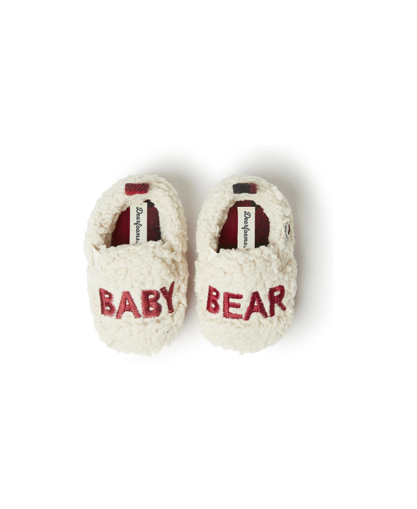 Тапочки Dearfoams Buffalo Check Bear Closed Back Slipper для мальчиков-малышей, цвет: Красный клетчатый — фото 1