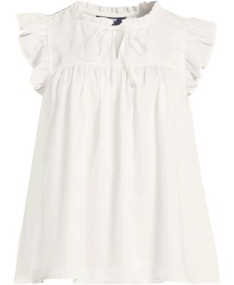 Women's Split Neck Satin Ruffle Blouse