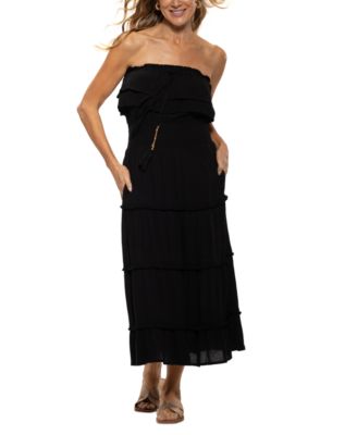 Women's Ruffled Smocked-Waist Tiered Cover-Up Dress