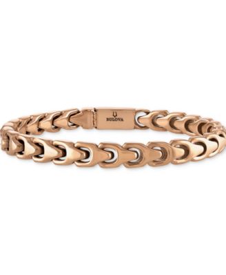 Men's Rose Gold-Tone Stainless Steel Link Bracelet
