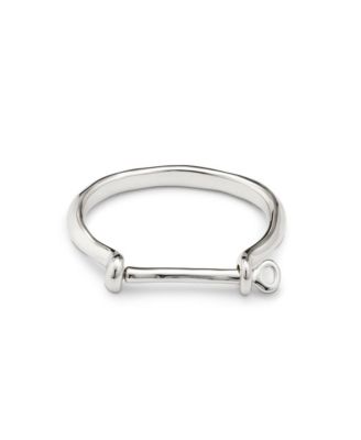 Sterling Silver and 18k Gold Plated Shackle-Shaped Clasp Bracelet