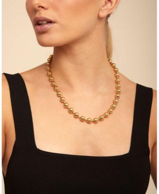 18K Gold Plated Metal Alloy Large Spherical Beads Necklace