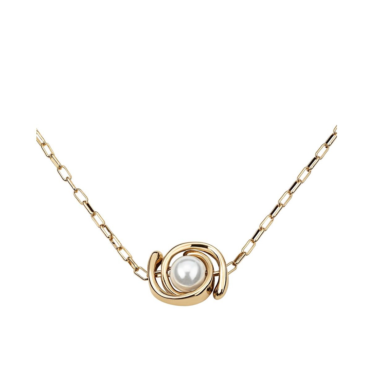 Unode50 18k Gold Plated Metal Alloy Double Moon Bead Necklace With Thin Chain In Gold