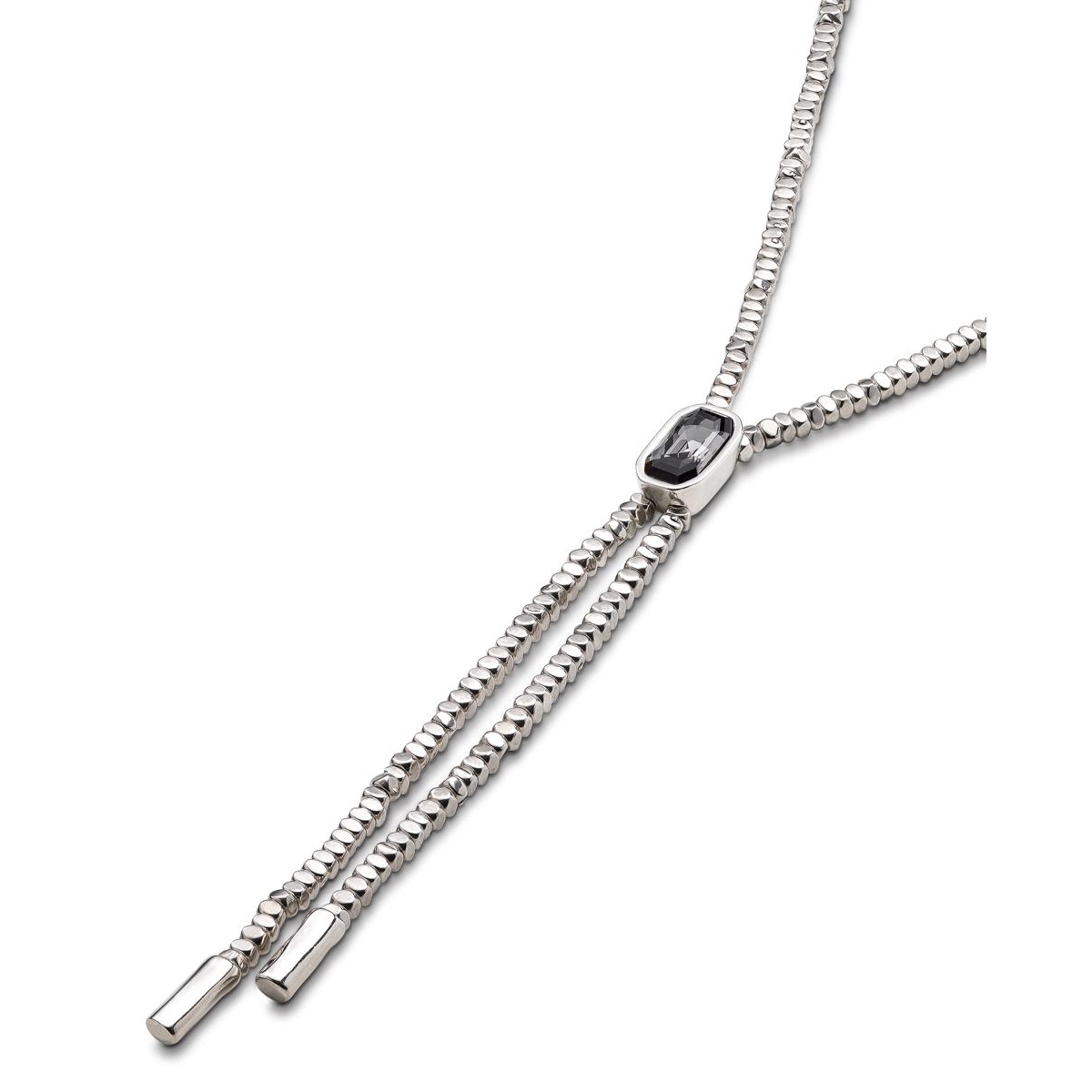 Unode50 Sterling Silver And Gray Crystal Necklace In Metallic