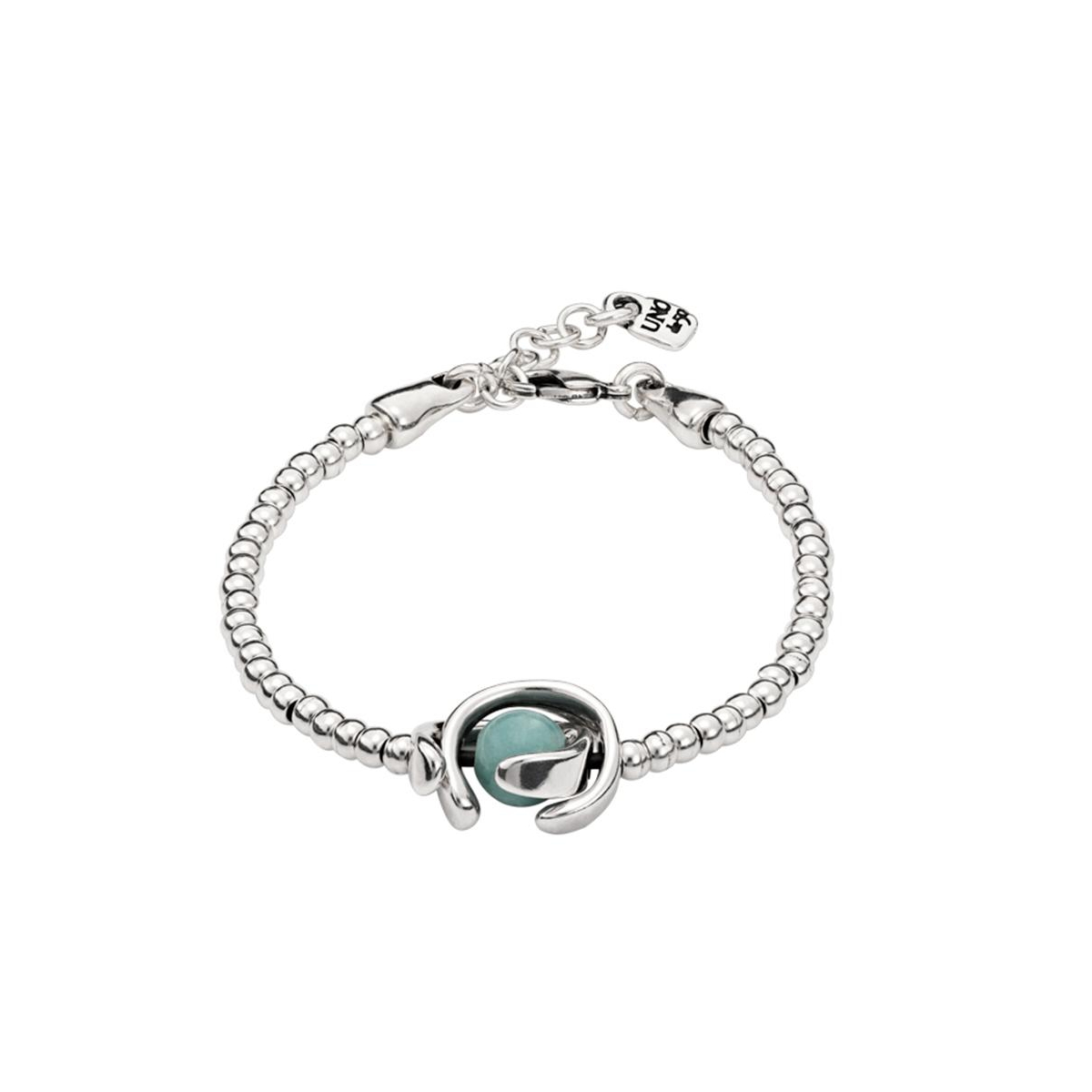Unode50 One Strand Elastic Double Moon Bead Metal Bracelet In Silver