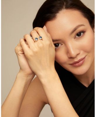 Two Faceted Crystals Facing Each Other Metal Alloy Ring