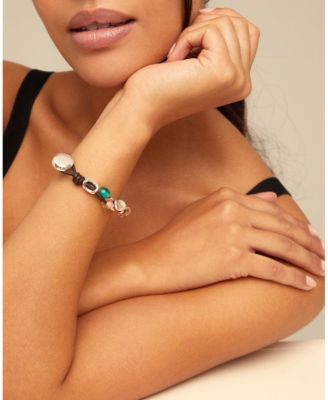 Sterling Silver-Plated Links and Handmade crystal Bracelet