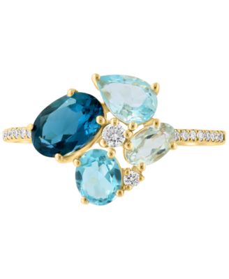 EFFY&reg; Multi-Gemstone (1-7/8 ct. t.w.) & Diamond (1/10 ct. t.w.) Ring in 14k Yellow Gold