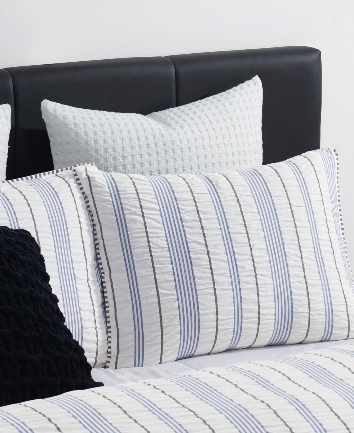 Dkny Seersucker Stripe 3 Piece Comforter Set, Full/queen In Blue