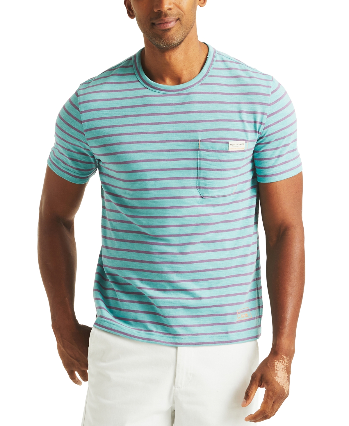 NAUTICA MEN'S STRIPED CREWNECK T-SHIRT 