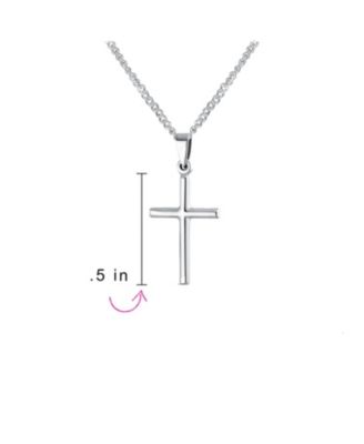 Delicate Petite X- Small Tube Simple Religious Cross Pendant Necklace .925 Sterling Silver