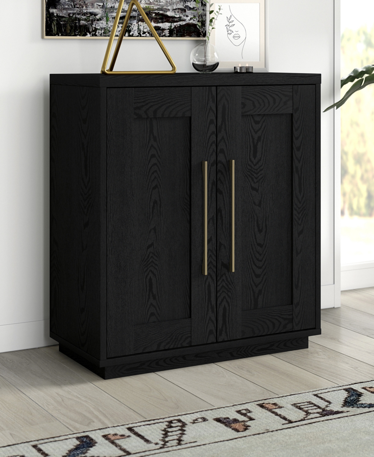 Hudson & Canal 28" Tillman Wide Rectangular Accent Cabinet In Black Grain