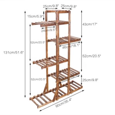 6-Tiered Wood Plant Stand Flower Pot Rack Bonsai Display Bench Patio Shelf Porch