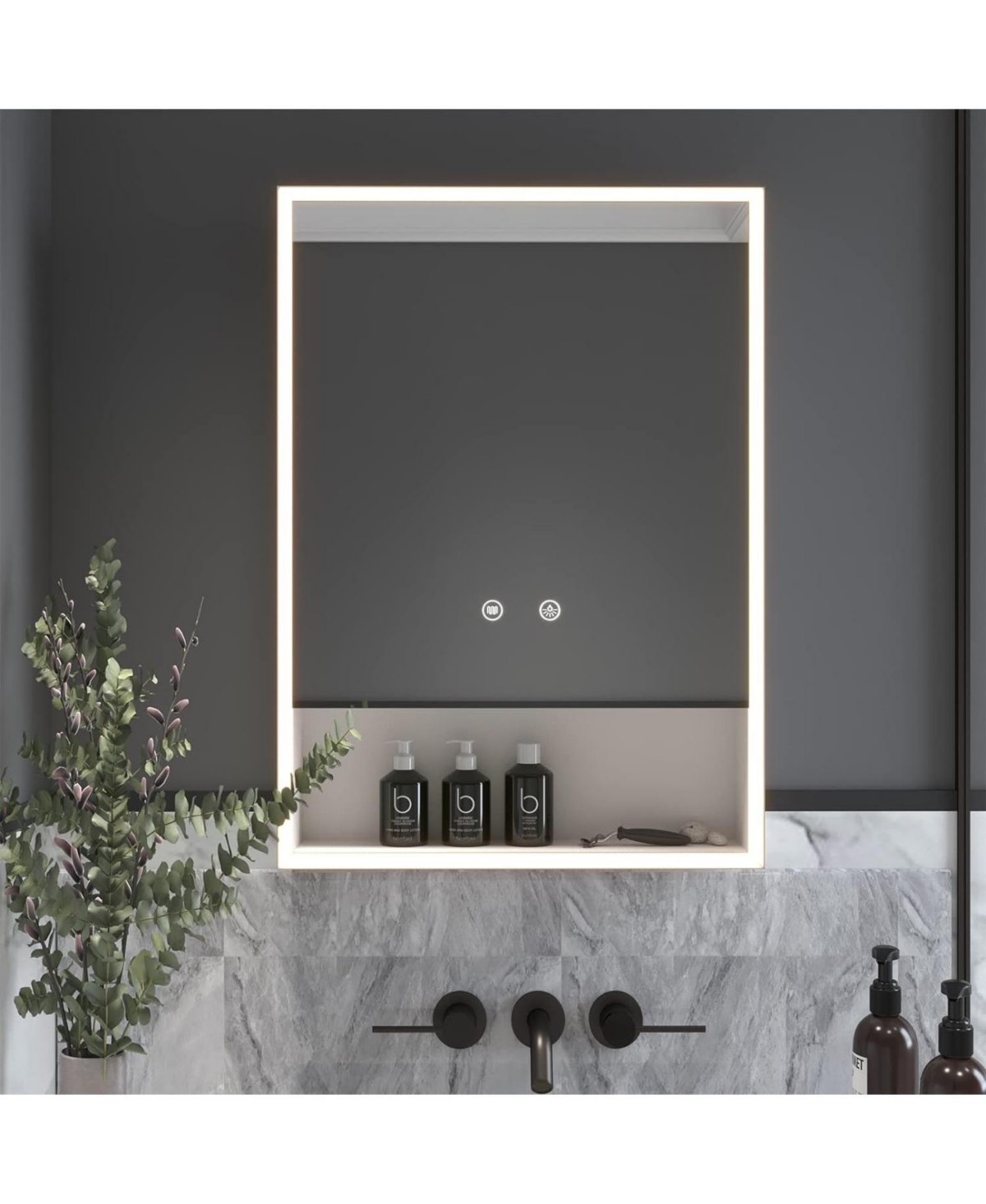 Lalahoo Bathroom Medicine Cabinet Lighted Medicine Cabinet with 3-Color Mode Led Lights 28 x Recessed Medicine Cabinet or Surface Mount Medici
