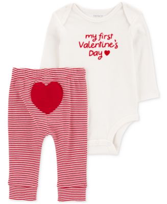 Carter s Baby 2 Piece My First Valentine s Day Bodysuit Pant Set 24M White Red