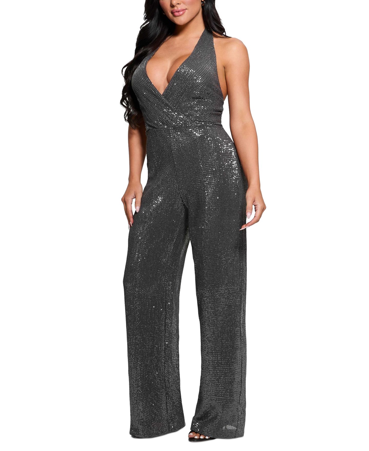 Женский комбинезон GUESS Sequin Halter Jumpsuit, цвет: Графитовый разноцветный — фото 3