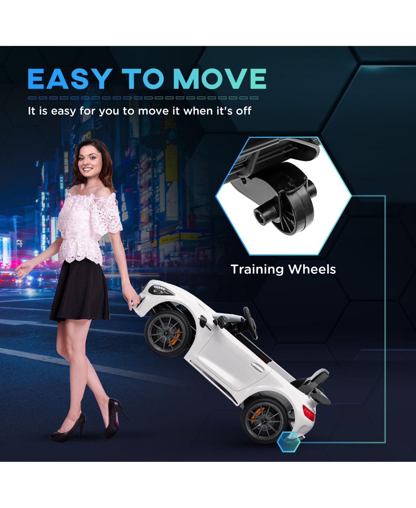 Детская игрушка Qaba Mercedes-Benz Amg Gtr 12V Remote-Control Kids Ride-On Car, Seats 1, Ages 3-7, цвет: Белый — фото 3