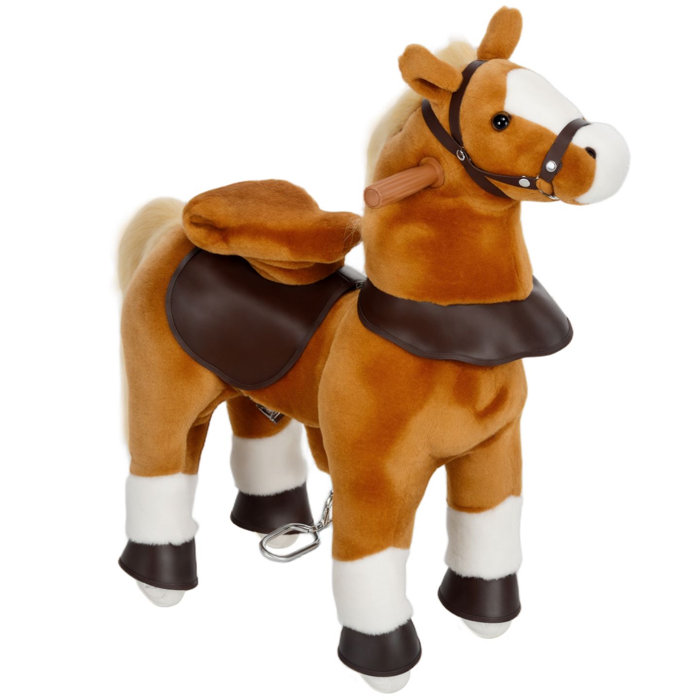 Детская мягкая игрушка Qaba Plush Ride-On Horse with Sound Effects, 132 lbs Capacity, Ages 3-7, цвет: Коричневый — фото 1