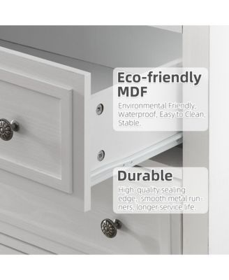 5 Drawers Dresser for Bedroom, White Dresser with Wide Drawers, Wood Chest of Drawers, Tall Dresser for Bedroom