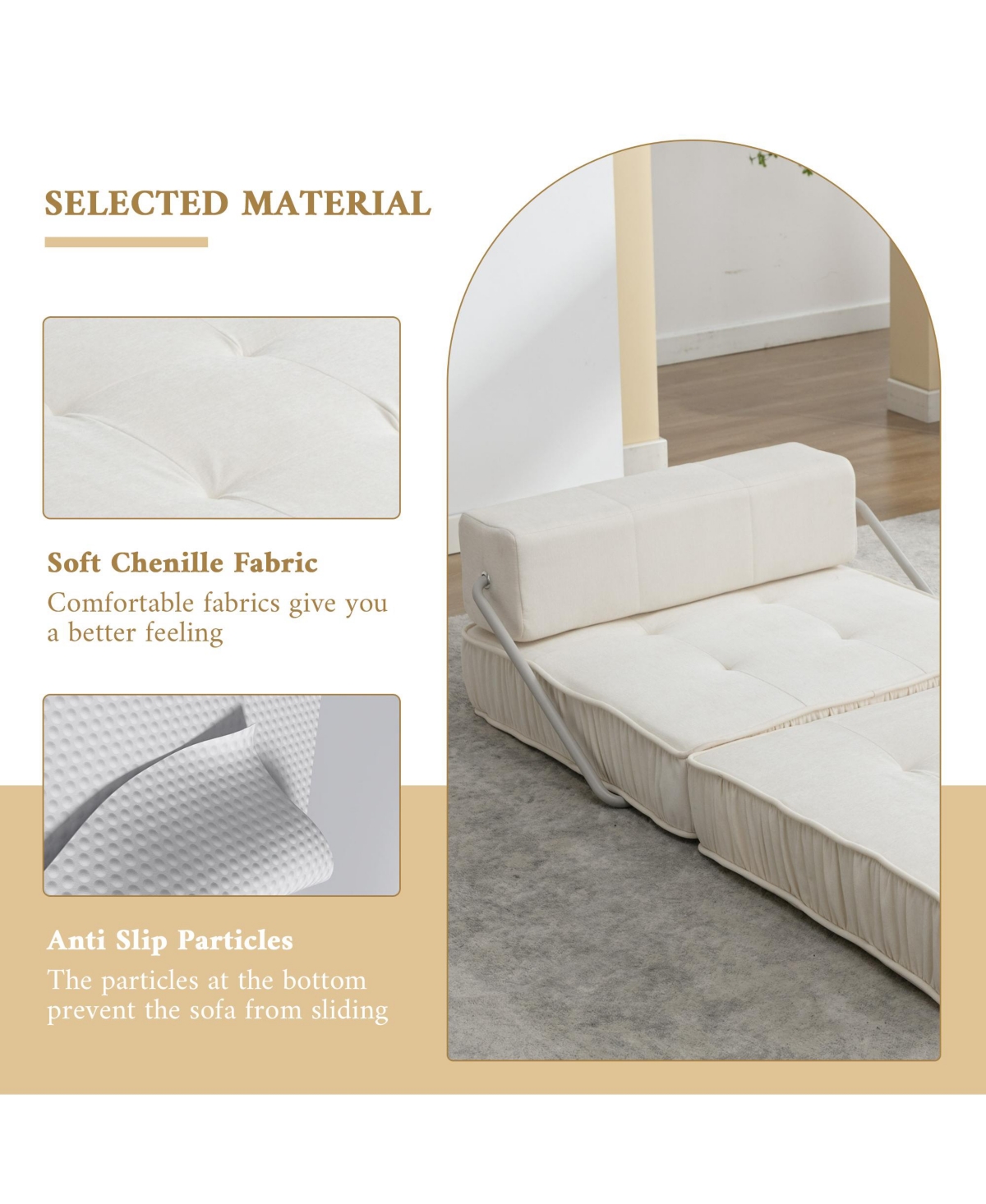 Slickblue Folding Sofa Bed - Convertible Futon Sleeper Chair with Removable Back Cushion for Small Spaces