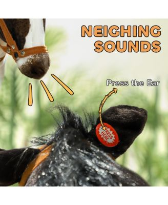 Ride on Horse for Toddlers 3-8 Years with Neighing, Padding, Brown