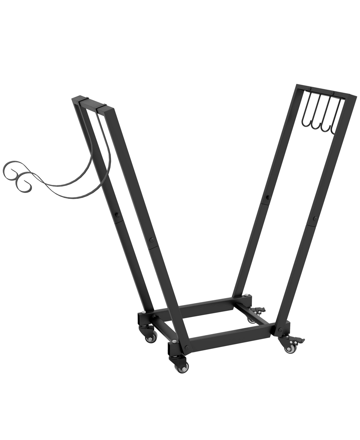 31" Outdoor Firewood Rack, Metal Log Holder with Wheels Hooks - Black