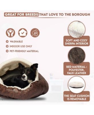 Pet Cave Bed for Small Dogs Cats Deep Dish Calming Hooded Dog Bed Dome for Pets