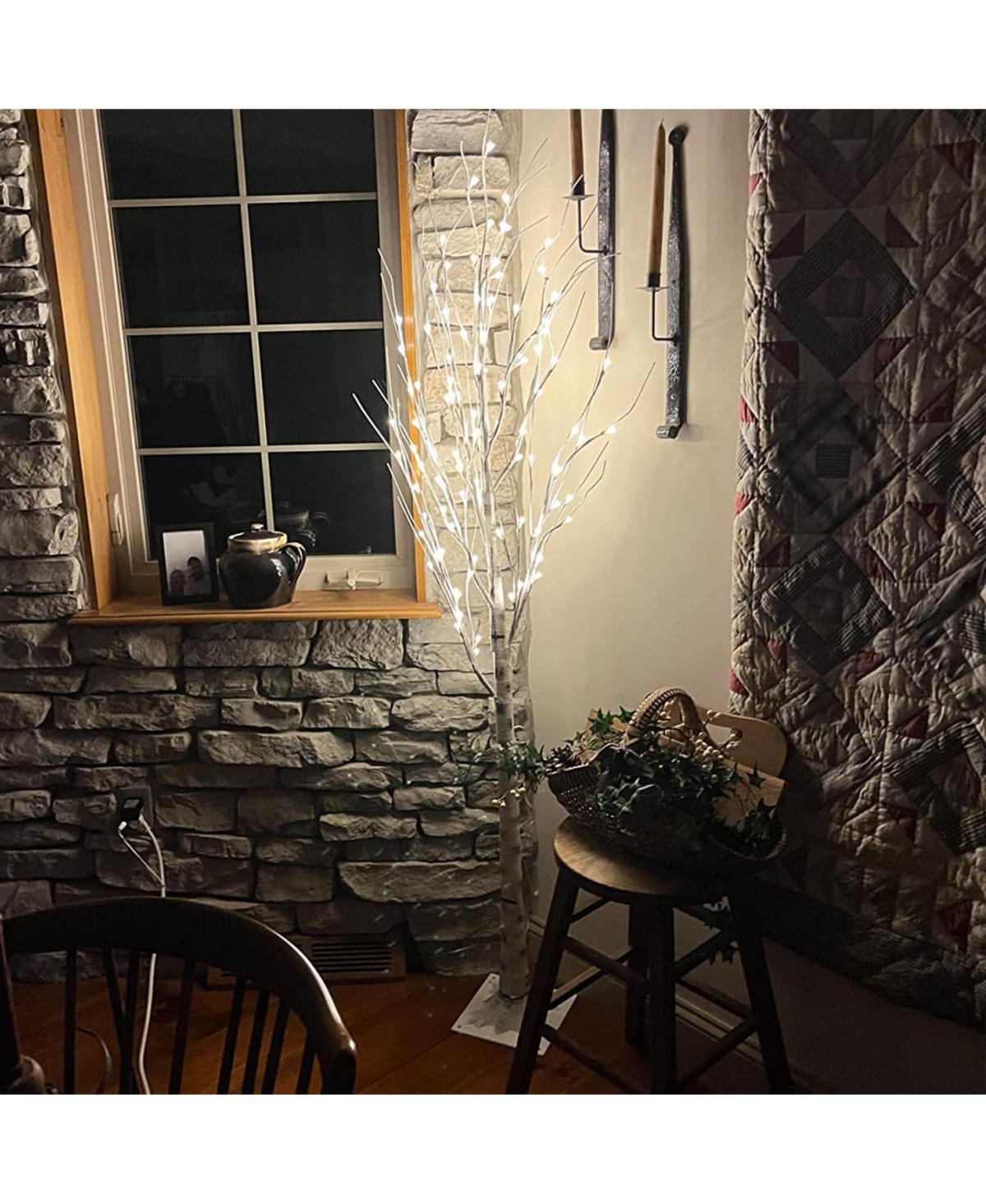 Twinkle Star Lighted Birch Tree for Home Wedding Festival Party Decoration - Hand-paint