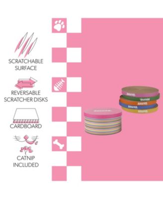 Kate 12" Modern Patterned Cardboard Reversible Cat Scratcher Pad In Box with Catnip