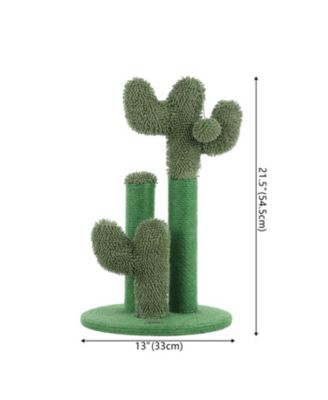 Marfa Modern Jute Triple-Cactus Cat Scratching Post with Fuzzy Toy
