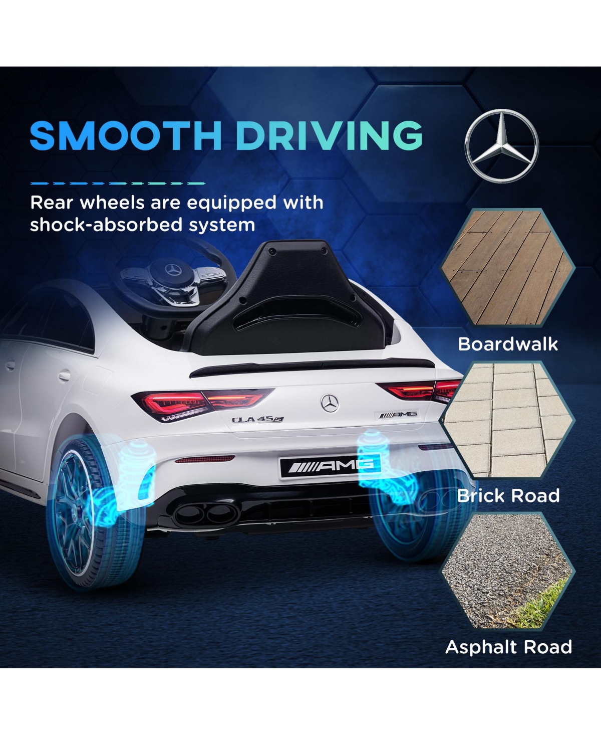 Qaba Mercedes-Benz Amg Licensed 12V Kids Ride on Car w/ Remote,- White