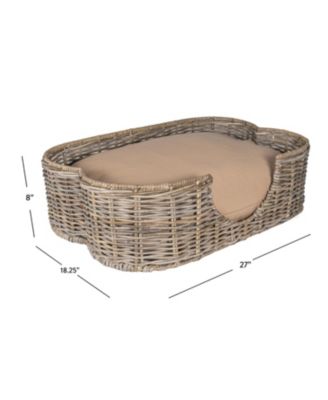 Scallop Tropical Handwoven Rattan Pet Bed with Machine Washable Cushion