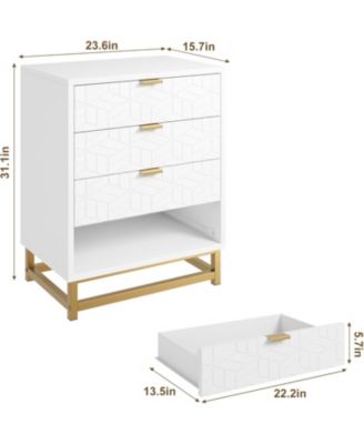 Dressers for Bedroom 4 Drawer, Chest of Drawers with Metal Base, Modern Dresser Chest Cabinet Organizer,White