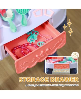 Kids Vanity Set w/ Mirror and Stool, Music, Light, Drawer, Multicolor