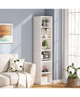 70.9 Inch Tall Narrow Bookcase with Storage, 6 Tier Cube Display Shelves for Home Office